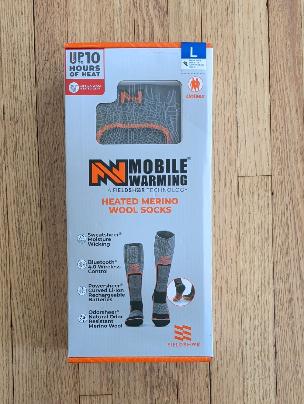Mobile Warming Heated Merino Wool Socks / Gray + Orange